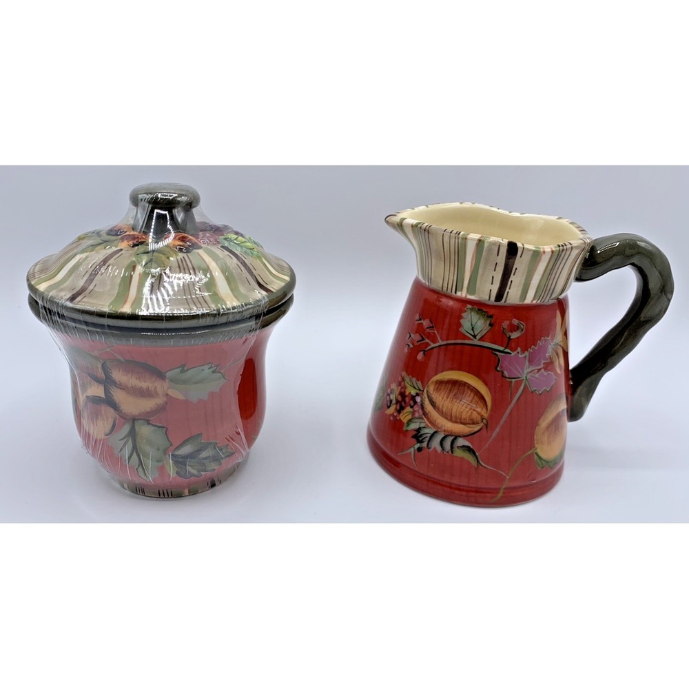 Tracy Porter OCTAVIA HILL GARDEN Collection Sugar Bowl with Lid Creamer Set NEW